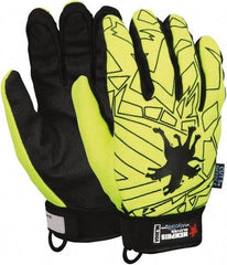 MCR Safety - Size 2XL (11), ANSI Cut Lvl 5, Synthetic Leather Cut & Puncture Resistant Gloves - 9.5" Long, Alycore Lining, Hook & Loop Cuff, Black/Yellow, Paired - Eagle Tool & Supply