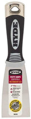 Hyde Tools - 2" Wide Stainless Steel Putty Knife - Flexible, Cushioned Grip Polypropylene Handle, 8" OAL - Eagle Tool & Supply