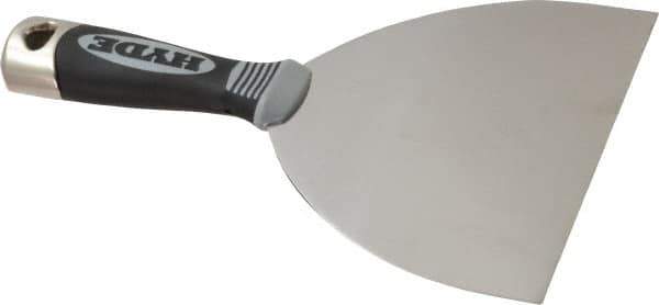Hyde Tools - 6" Wide Stainless Steel Putty Knife - Flexible, Cushioned Grip / Hammerhead Polypropylene Handle, 8" OAL - Eagle Tool & Supply