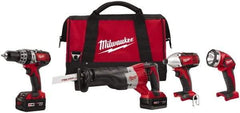 Milwaukee Tool - 18 Volt Cordless Tool Combination Kit - Includes 1/2" Hammer Drill, 1/4" Hex Impact Driver & Sawzall Reciprocating Saw, Lithium-Ion Battery Included - Eagle Tool & Supply