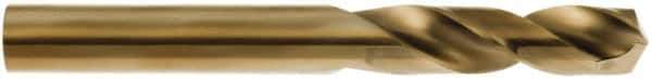 Hertel - 39/64" 135° Spiral Flute Cobalt Screw Machine Drill Bit - Oxide/Gold Finish, 2-3/4" Flute Length, 4-1/4" OAL, Split Point - Eagle Tool & Supply