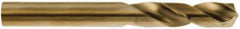 Hertel - 39/64" 135° Spiral Flute Cobalt Screw Machine Drill Bit - Oxide/Gold Finish, 2-3/4" Flute Length, 4-1/4" OAL, Split Point - Eagle Tool & Supply