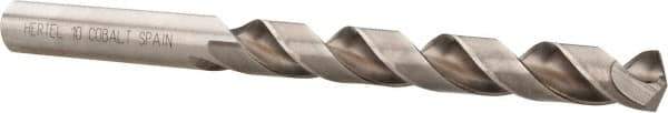 Hertel - 10mm 135° Cobalt Jobber Drill - Bright Finish, Spiral Flute, 5.2362" OAL, Split Point - Eagle Tool & Supply