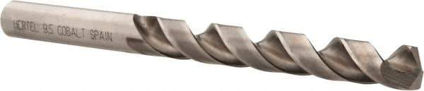 Hertel - 9.5mm 135° Cobalt Jobber Drill - Bright Finish, Spiral Flute, 4.9213" OAL, Split Point - Eagle Tool & Supply