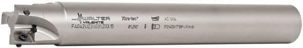 Walter - 1-1/4" Cut Diam, 11mm Max Depth of Cut, 1-1/4" Shank Diam, 10" OAL, Indexable Square Shoulder End Mill - AD.T 1204.. Inserts, Cylindrical Shank, 90° Lead Angle - Eagle Tool & Supply