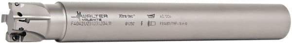 Walter - 1-1/4" Cut Diam, 11mm Max Depth of Cut, 1-1/4" Shank Diam, 10" OAL, Indexable Square Shoulder End Mill - AD.T 1204.. Inserts, Cylindrical Shank, 90° Lead Angle - Eagle Tool & Supply