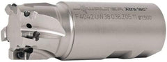 Walter - 38mm Cut Diam, 11mm Max Depth of Cut, 1-1/2" Shank Diam, 4.065" OAL, Indexable Square Shoulder End Mill - AD.T 1204.. Inserts, Weldon Shank, 90° Lead Angle - Eagle Tool & Supply
