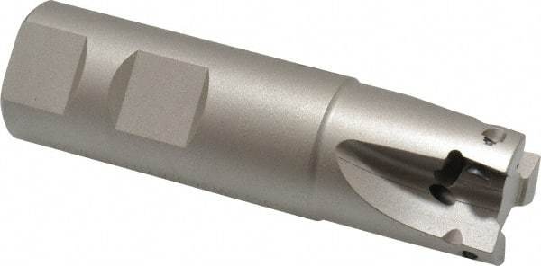 Walter - 1" Cut Diam, 11mm Max Depth of Cut, 1" Shank Diam, 3.62" OAL, Indexable Square Shoulder End Mill - AD.T 1204.. Inserts, Weldon Shank, 90° Lead Angle - Eagle Tool & Supply