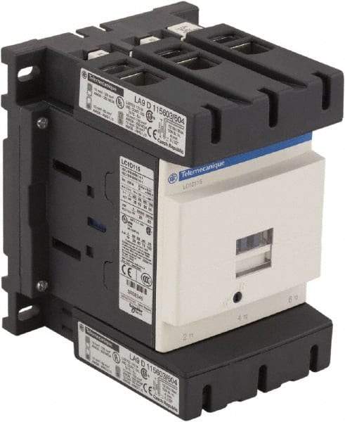 Schneider Electric - 3 Pole, 24 Coil VAC at 50/60 Hz, 115 Amp at 440 VAC, Nonreversible IEC Contactor - Bureau Veritas, CCC, CSA, CSA C22.2 No. 14, DNV, EN/IEC 60947-4-1, EN/IEC 60947-5-1, GL, GOST, LROS, RINA, RoHS Compliant, UL 508, UL Listed - Eagle Tool & Supply