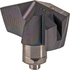 Iscar - Series ICM, 16.99mm Diam Grade IC907 140° Replaceable Drill Tip - Carbide, TiAlN/TiN Finish, 17 Seat Size - Eagle Tool & Supply