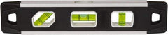 Johnson Level & Tool - Magnetic 9" Long 3 Vial Torpedo Level - Aluminum, Black, 1 Plumb, 1 Level & 1 45° Vials - Eagle Tool & Supply