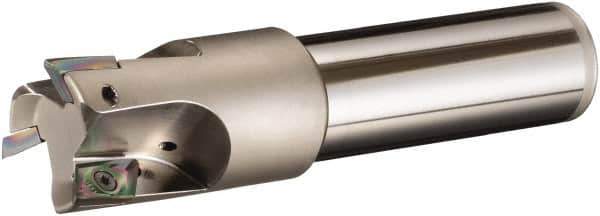 Sumitomo - 1-1/2" Cut Diam, 1-1/2" Shank Diam, 10" OAL, Indexable Square Shoulder End Mill - AECT Inserts, Cylindrical Shank, 90° Lead Angle, Through Coolant, Series WaveMill - Eagle Tool & Supply