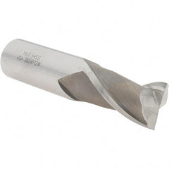Value Collection - 1", 1-5/8" LOC, 1" Shank Diam, 4-1/8" OAL, 2 Flute, High Speed Steel Square End Mill - Single End, Uncoated, Spiral Flute, 30° Helix, Centercutting, Right Hand Cut, Right Hand Flute - Eagle Tool & Supply
