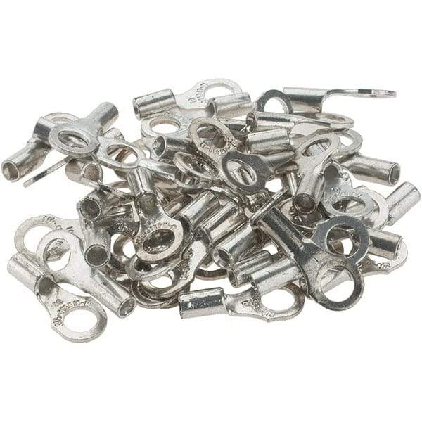 Value Collection - 18-14 AWG Noninsulated Crimp Connection D Shaped Ring Terminal - #10 Stud, Tin Plated Copper Contact - Eagle Tool & Supply
