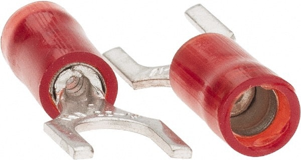 Value Collection - #10 Stud, 22 to 18 AWG Compatible, Partially Insulated, Crimp Connection, Standard Fork Terminal - Eagle Tool & Supply