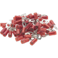 Value Collection - 22-18 AWG Partially Insulated Crimp Connection D Shaped Ring Terminal - #8 Stud, Tin Plated Copper Contact - Eagle Tool & Supply