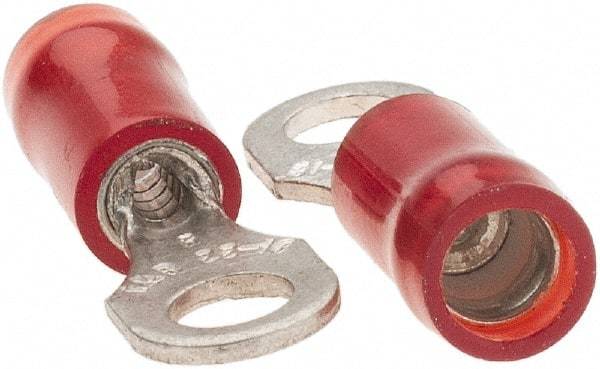 Value Collection - 22-18 AWG Partially Insulated Crimp Connection D Shaped Ring Terminal - #6 Stud, Tin Plated Copper Contact - Eagle Tool & Supply