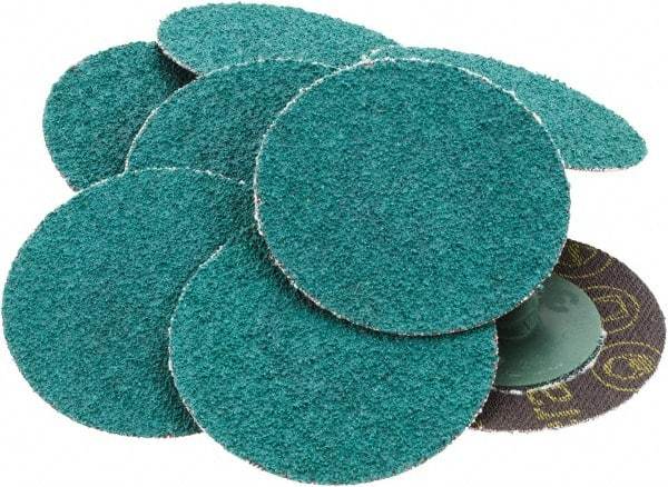 Value Collection - 2" Disc Diam, 50 Grit, Aluminum Oxide Quick Change Disc - Type R Attaching System, Coated, Green, Coarse Grade, 25,000 RPM, 264F Series - Eagle Tool & Supply