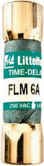 Value Collection - 250 VAC, 6 Amp, Time Delay Plug Fuse - 1-1/2" OAL, 10 at AC kA Rating, 13/32" Diam - Eagle Tool & Supply