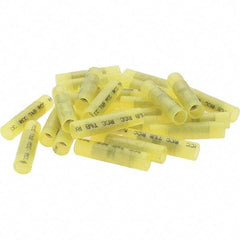 Value Collection - 12 to 10 AWG Compatible, Nylon Fully Insulated, Crimp-On Butt Splice Terminal - 2 Wire Entries, Copper Contacts, Tin Contact Plating, Yellow - Eagle Tool & Supply