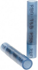 Value Collection - 16 to 14 AWG Compatible, Nylon Fully Insulated, Crimp-On Butt Splice Terminal - 2 Wire Entries, Copper Contacts, Tin Contact Plating, Blue - Eagle Tool & Supply