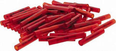 Value Collection - 22 to 18 AWG Compatible, Nylon Fully Insulated, Crimp-On Butt Splice Terminal - 2 Wire Entries, Copper Contacts, Tin Contact Plating, Red - Eagle Tool & Supply