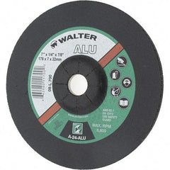 Value Collection - 7" Wheel Diam, 1/4" Wheel Thickness, 7/8" Arbor Hole, Type 27 Depressed Center Wheel - Aluminum Oxide, 8,600 Max RPM - Eagle Tool & Supply