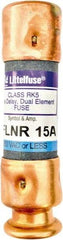 Value Collection - 125 VDC, 250 VAC, 15 Amp, Time Delay General Purpose Fuse - 2" OAL, 200 kA Rating, 9/16" Diam - Eagle Tool & Supply