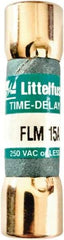 Value Collection - 250 VAC, 15 Amp, Time Delay Plug Fuse - 1-1/2" OAL, 10 at AC kA Rating, 13/32" Diam - Eagle Tool & Supply