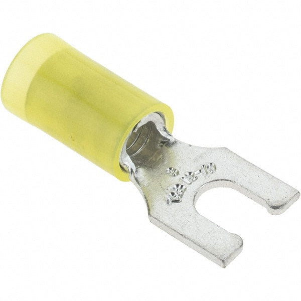 Value Collection - #8 Stud, 12 to 10 AWG Compatible, Partially Insulated, Crimp Connection, Locking Fork Terminal - Eagle Tool & Supply