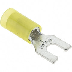 Value Collection - #8 Stud, 12 to 10 AWG Compatible, Partially Insulated, Crimp Connection, Locking Fork Terminal - Eagle Tool & Supply