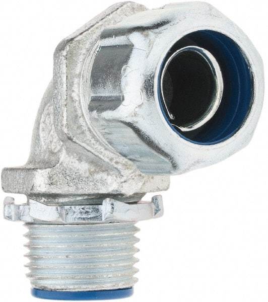 Value Collection - 3/8" Trade, Malleable Iron Threaded Angled FMC & Liquidtight Conduit Connector - Insulated - Eagle Tool & Supply