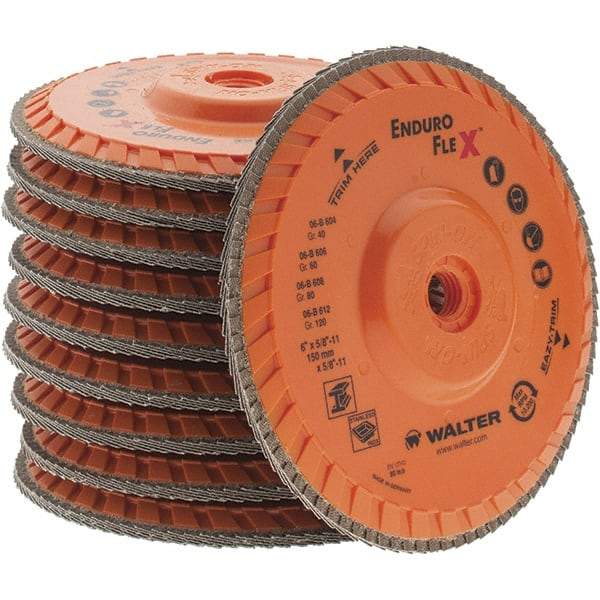 Value Collection - 120 Grit, 6" Disc Diam, 5/8-11 Center Hole, Type 29 Zirconia Alumina Flap Disc - 10,200 Max RPM, Arbor Attaching System, Coated - Eagle Tool & Supply