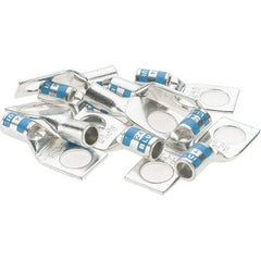 Value Collection - 6 AWG Noninsulated Crimp Connection Square Ring Terminal - 3/8" Stud, 1.39" OAL x 0.6" Wide, Tin Plated Copper Contact - Eagle Tool & Supply