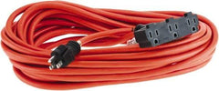 Value Collection - 50', 12/3 Gauge/Conductors, Orange Indoor & Outdoor Extension Cord - 15 Amps, 125 Volts, UL SJTW - Eagle Tool & Supply