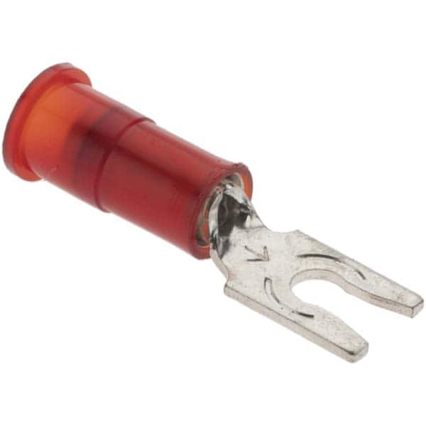 Value Collection - #4 Stud, 22 to 18 AWG Compatible, Partially Insulated, Crimp Connection, Locking Fork Terminal - Eagle Tool & Supply