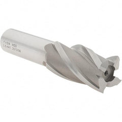 Value Collection - 1", 1-7/8" LOC, 3/4" Shank Diam, 4-1/8" OAL, 4 Flute, High Speed Steel Square End Mill - Single End, Uncoated, Spiral Flute, 30° Helix, Right Hand Cut, Right Hand Flute - Eagle Tool & Supply