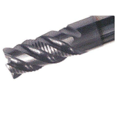 Iscar - 3/4" Diam, 1-1/2" LOC, 4 Flute Solid Carbide Roughing & Finishing Corner Chamfer End Mill - TiAlN Finish, 4" OAL, 3/4" Shank Diam, Straight Shank, 38° Helix, Centercutting, Regular Length - Eagle Tool & Supply