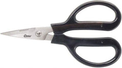 Clauss - 3" LOC, 9-1/4" OAL Stainless Steel Blunt Point Trimmers - Serrated, Plastic Handle, For Paper, Fabric - Eagle Tool & Supply
