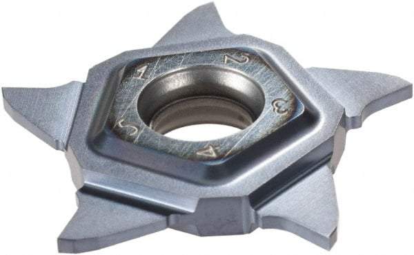Iscar - PENTA24N100 IC908 Grade, 0.0394" Cutting Width, Carbide Cutoff Insert - Neutral Lead Angle, 0.0039" Cnr Rad, TiAlN Coated - Eagle Tool & Supply