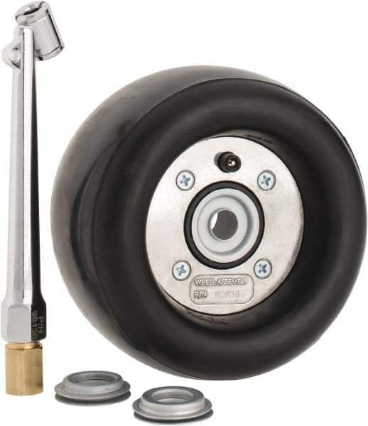 Dynabrade - 5" Wheel OD, 3-1/2" Wheel Width, 3,500 RPM, Composite, Pneumatic Wheel with Hub - 15-1/2" Long x 3-1/2" Wide, 1/2" Wheel Arbor Hole, For Use with 13206, 13207, 13507 & 13508 - Eagle Tool & Supply