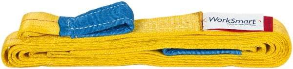 Value Collection - 12' Long x 2" Wide, 3,200 Lb Vertical Capacity, 1 Ply, Polyester Web Sling - 2,500 Lb Choker Capacity, with Eye & Eye (Twisted) - Eagle Tool & Supply