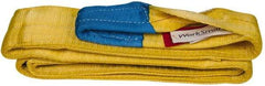 Value Collection - 10' Long x 4" Wide, 11,500 Lb Vertical Capacity, 2 Ply, Polyester Web Sling - 9,200 Lb Choker Capacity, Yellow, with Eye & Eye (Twisted) - Eagle Tool & Supply