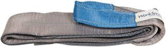 Value Collection - 8' Long x 4" Wide, 6,400 Lb Vertical Capacity, 1 Ply, Polyester Web Sling - 5,000 Lb Choker Capacity, Silver (Color), with Eye & Eye (Flat) - Eagle Tool & Supply