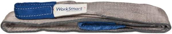 Value Collection - 6' Long x 3" Wide, 8,600 Lb Vertical Capacity, 2 Ply, Polyester Web Sling - 6,900 Lb Choker Capacity, Silver (Color), with Eye & Eye (Flat) - Eagle Tool & Supply