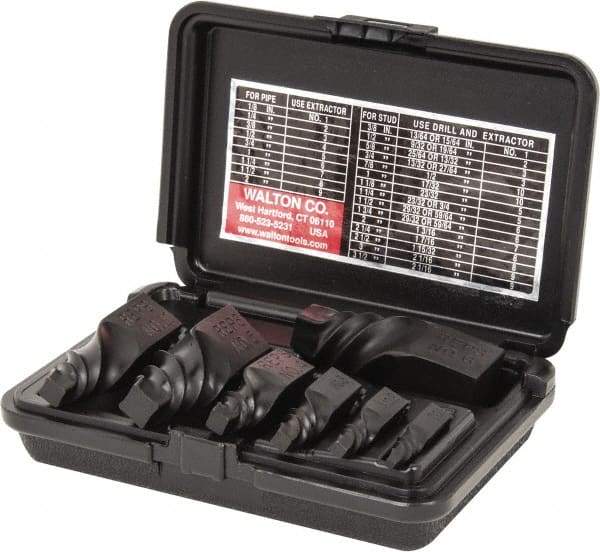 Walton - 7 Piece Spiral Flute Screw Extractor Set - #1 to #10 Size Range - Eagle Tool & Supply