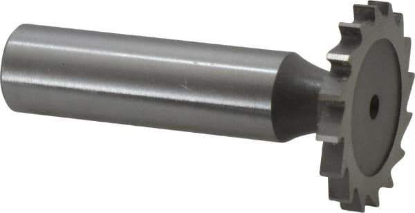 Whitney Tool Co. - 1-1/8" Diam x 1/8" Face Width, Cobalt, 16 Teeth, Shank Connection Woodruff Keyseat Cutter - Uncoated, 2-1/8" OAL x 1/2" Shank, Straight Teeth - Eagle Tool & Supply