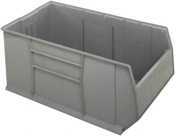 Quantum Storage - 175 Lb. Load Capacity, 41-7/8" Deep, Gray Polypropylene Hopper Stacking Bin - 17-1/2" High x 23-7/8" Wide x 41-7/8" Long - Eagle Tool & Supply