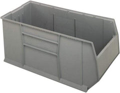 Quantum Storage - 175 Lb. Load Capacity, 41-7/8" Deep, Gray Polypropylene Hopper Stacking Bin - 17-1/2" High x 19-7/8" Wide x 41-7/8" Long - Eagle Tool & Supply