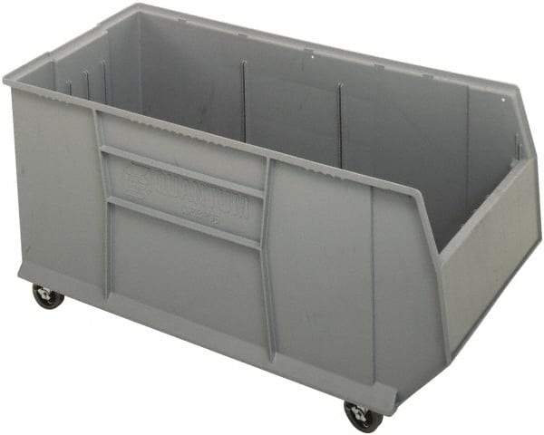 Quantum Storage - 175 Lb. Load Capacity, 41-7/8" Deep, Gray Polypropylene Hopper Stacking Bin - 17-1/2" High x 19-7/8" Wide x 41-7/8" Long - Eagle Tool & Supply